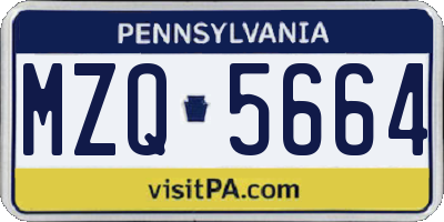 PA license plate MZQ5664