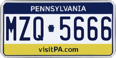 PA license plate MZQ5666