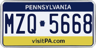 PA license plate MZQ5668