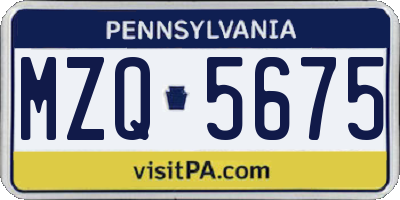 PA license plate MZQ5675