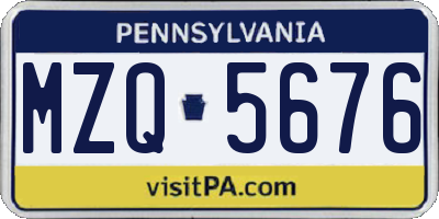 PA license plate MZQ5676