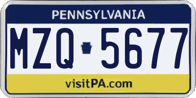 PA license plate MZQ5677
