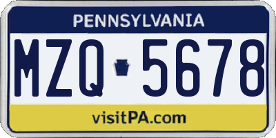 PA license plate MZQ5678