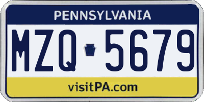 PA license plate MZQ5679