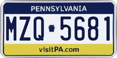 PA license plate MZQ5681