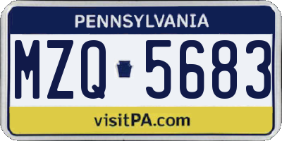 PA license plate MZQ5683