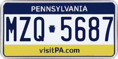 PA license plate MZQ5687