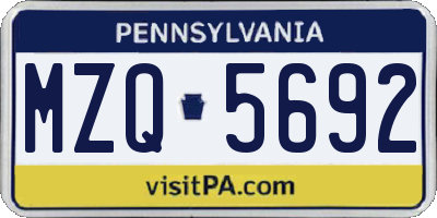 PA license plate MZQ5692