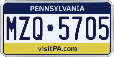 PA license plate MZQ5705