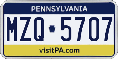 PA license plate MZQ5707