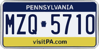 PA license plate MZQ5710