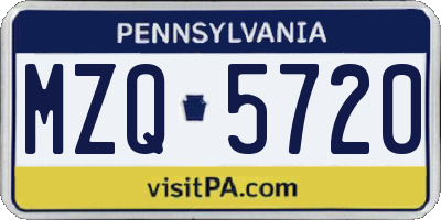 PA license plate MZQ5720