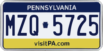 PA license plate MZQ5725