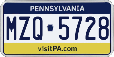 PA license plate MZQ5728