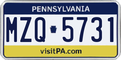 PA license plate MZQ5731