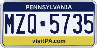 PA license plate MZQ5735
