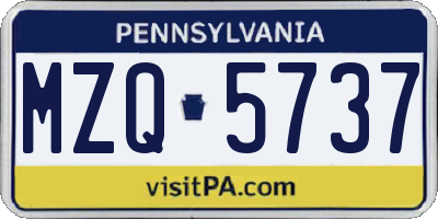 PA license plate MZQ5737