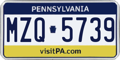 PA license plate MZQ5739