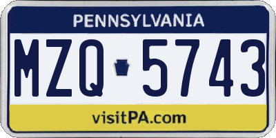 PA license plate MZQ5743