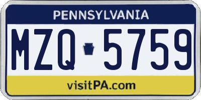 PA license plate MZQ5759