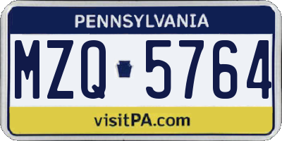 PA license plate MZQ5764