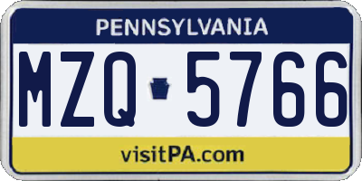 PA license plate MZQ5766