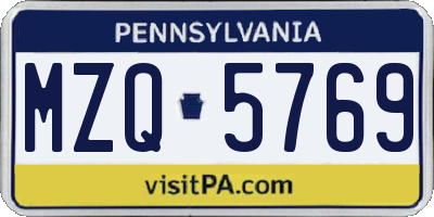 PA license plate MZQ5769