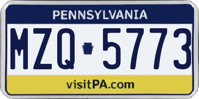PA license plate MZQ5773