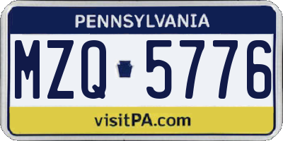 PA license plate MZQ5776