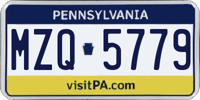 PA license plate MZQ5779