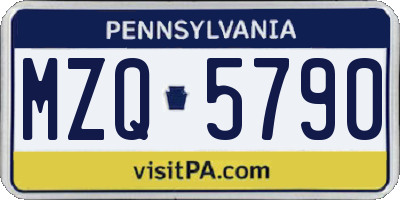PA license plate MZQ5790