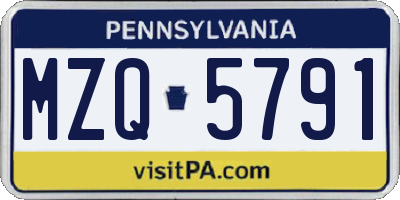 PA license plate MZQ5791