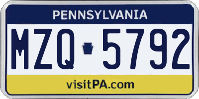 PA license plate MZQ5792