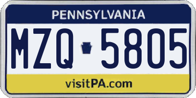 PA license plate MZQ5805