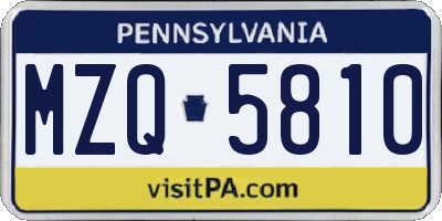 PA license plate MZQ5810