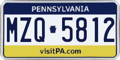 PA license plate MZQ5812