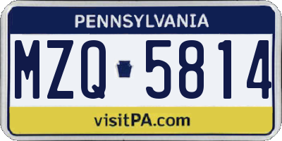 PA license plate MZQ5814