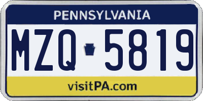 PA license plate MZQ5819