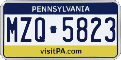 PA license plate MZQ5823
