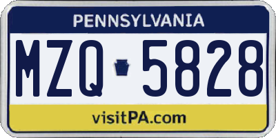 PA license plate MZQ5828