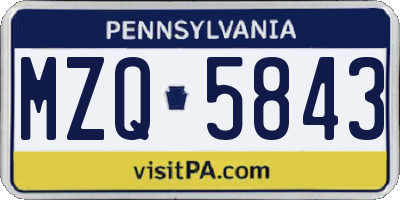 PA license plate MZQ5843
