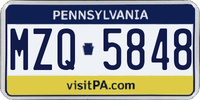 PA license plate MZQ5848