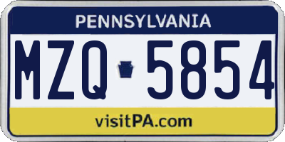 PA license plate MZQ5854