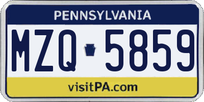 PA license plate MZQ5859
