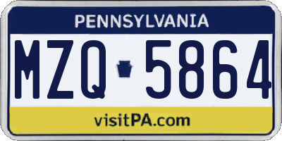 PA license plate MZQ5864