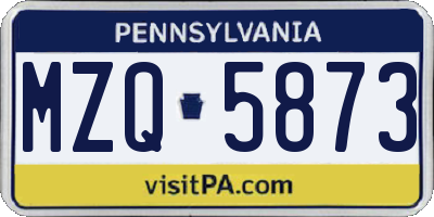 PA license plate MZQ5873