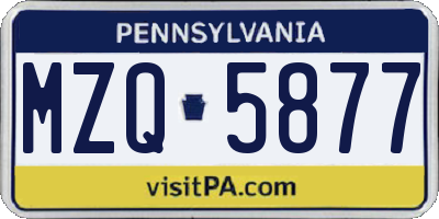 PA license plate MZQ5877