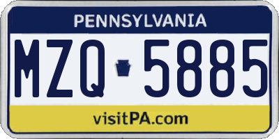 PA license plate MZQ5885