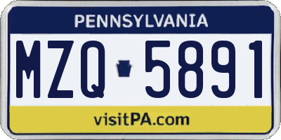 PA license plate MZQ5891
