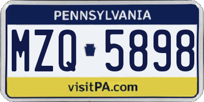 PA license plate MZQ5898